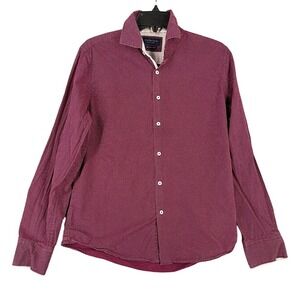 Denim And Flower Shirt Mens S Red Poplin Button Up Polka Dot Smart Casual‎